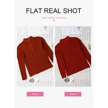 EVALESS Sweaters for Women Long Sleeve Waffle Knit Tops Business Casual Outfits for Women Fashion 2024 1/4 Zip Pullover Chunky Sweaters Fall Warm Cozy Work Clothes Winter Red Sweater, Medium