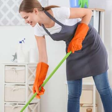 Cleanbear Synthetic Rubber Gloves, Medium Size, 11.8 Inches, 3 Pairs 3 Colors for Household Cleaning, Dishwashing and Other Home Cleaning Use