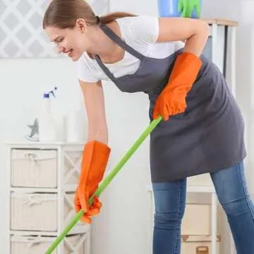 Cleanbear Synthetic Rubber Gloves, Medium Size, 11.8 Inches, 3 Pairs 3 Colors for Household Cleaning, Dishwashing and Other Home Cleaning Use