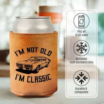 Leather Can Cooler for Dads - Unique Father's Day Gift