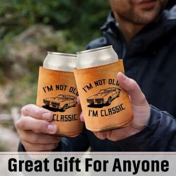 Leather Can Cooler for Dads - Unique Father's Day Gift