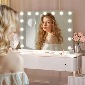 32''X22'' Hollywood Vanity Makeup Mirror with LED Bulbs