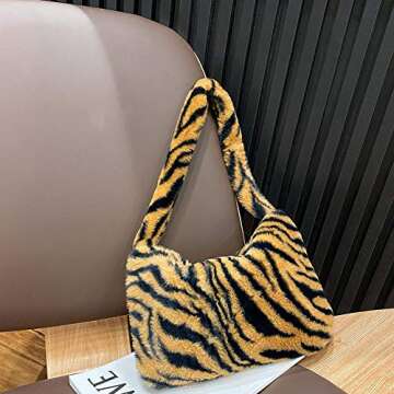 YFGBCX Plush Underarm Bag, Ladies Fluffy Shoulder Bag, Women Y2K Furry Purse Fluffy Tote Bag for Autumn and Winter