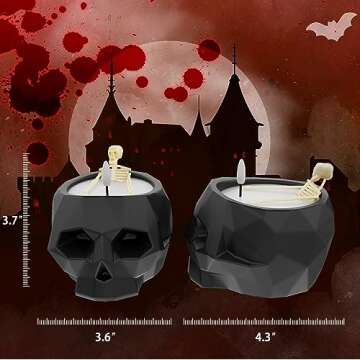 Halloween Decorations - Halloween Skeleton Flameless Candle Halloween Decor Battery Operated Flickering LED Candles for Home Indoor Holiday Party
