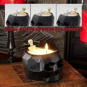 Halloween Decorations - Halloween Skeleton Flameless Candle Halloween Decor Battery Operated Flickering LED Candles for Home Indoor Holiday Party