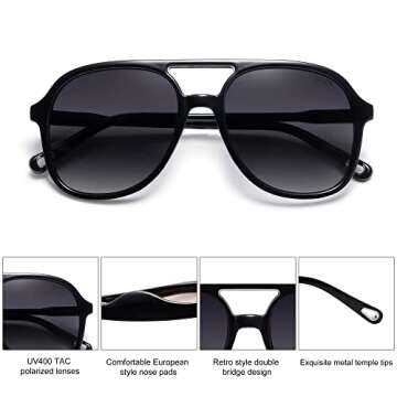 SOJOS Retro Polarized Aviator Sunglasses for Women Men Classic 70s Vintage Trendy Square Aviators SJ...