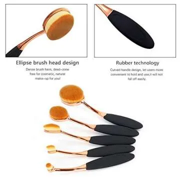 Yoseng Oval Foundation Brush 5 Pcs Toothbrush makeup brushes Fast Flawless Application Liquid Cream Powder Foundation