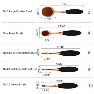 Yoseng Oval Foundation Brush 5 Pcs Toothbrush makeup brushes Fast Flawless Application Liquid Cream Powder Foundation