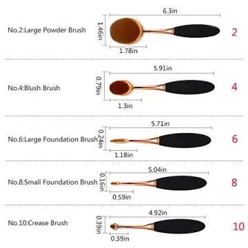 Yoseng Oval Foundation Brush 5 Pcs Toothbrush makeup brushes Fast Flawless Application Liquid Cream Powder Foundation