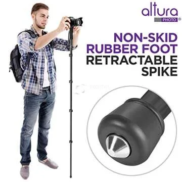 Altura Photo 62-Inch Camera Monopod - Heavy Duty Stand for Canon, Nikon, & Sony Mirrorless & DSLR Ca...