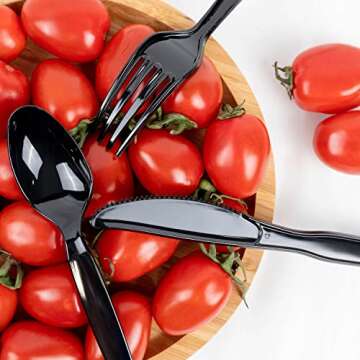 Durable Black Plastic Knives for Events - Pack of 100