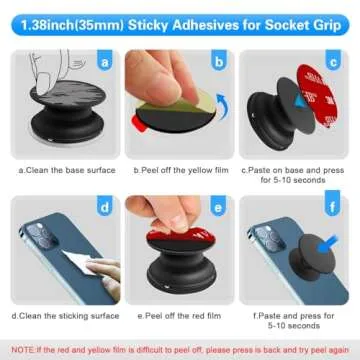 3M Sticky Adhesive Replacement Parts for Pops Socket Base, 6pcs 1.38 Circle Double Sided Tape for Collapsible Grip Stand's Back, 2pcs VHB Sticker Pads for Car Socket Mount & Cell Phone Magnetic Holder