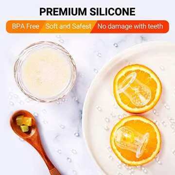 Baby Fruit Food Feeder Pacifier - Fresh Food Feeder, Infant Fruit Teething Teether Toy for 3-24 Months, 6 Pcs Silicone Pouches for Toddlers & Kids & Babies, 2-Pack (Cyan)