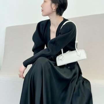 Lriocern Women Fashion Shoulder Bag Leather Underarm Bag Large Capacity Retro Commuting Bag Solid Color Trendy Shopping Bag(Black1)