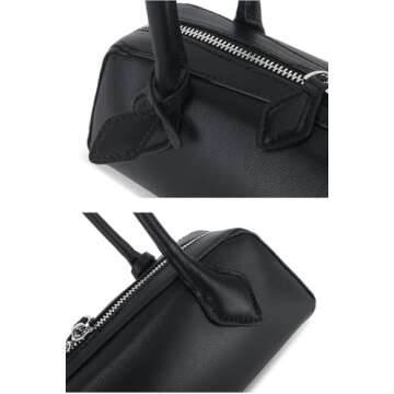 Lriocern Women Fashion Shoulder Bag Leather Underarm Bag Large Capacity Retro Commuting Bag Solid Color Trendy Shopping Bag(Black1)