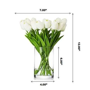 Real Touch Tulip Arrangement in Glass Vase for Home Decor