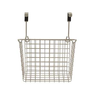 Spectrum Hanging Baskets for Organizing (Large, Satin Nickel) - Grid Over the Cabinet Wire Basket for Kitchen or Bathroom - Door Hanging Storage Organizer for Cleaning Supplies, Washcloths, & Towels