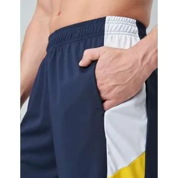 5 Pack Men's Quick Dry Athletic Shorts with Pockets Elastic Waist Activewear for Workout Gym Basketball (Set 6, Large)