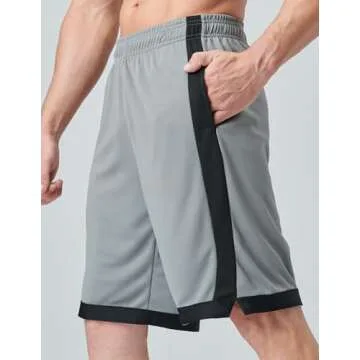 5 Pack Men's Quick Dry Athletic Shorts with Pockets Elastic Waist Activewear for Workout Gym Basketball (Set 6, Large)