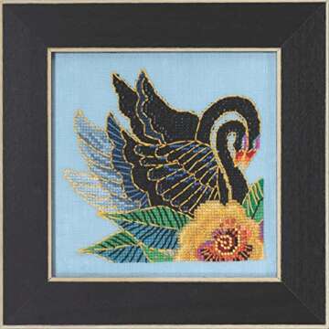 Mill Hill Black Swans Beaded Counted Cross Stitch Kit 2023 Laurel Burch Birds Collection LB302311 Mu...