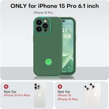 Vooii Compatible with iPhone 15 Pro Case, Upgrade Defender Liquid Silicone, [Enhanced Camera Protection] [Soft Anti-Scratch Microfiber Lining] Shockproof Phone Case iPhone 15 Pro 6.1 inch - Green