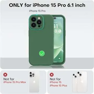 Vooii Compatible with iPhone 15 Pro Case, Upgrade Defender Liquid Silicone, [Enhanced Camera Protection] [Soft Anti-Scratch Microfiber Lining] Shockproof Phone Case iPhone 15 Pro 6.1 inch - Green