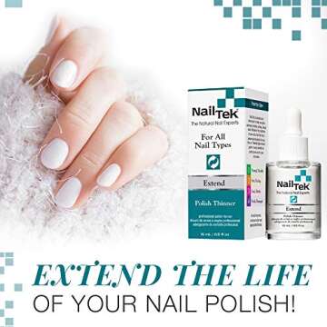 Nail Tek Extend Professional Polish Thinner For Thinning Out Clumped Up and Hardened Nail Paint, Restores Nail Polish Consistency for Longer Use, 0.5 oz, 1-Pack