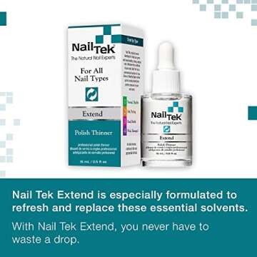 Nail Tek Extend Professional Polish Thinner For Thinning Out Clumped Up and Hardened Nail Paint, Restores Nail Polish Consistency for Longer Use, 0.5 oz, 1-Pack