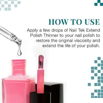 Nail Tek Extend Professional Polish Thinner For Thinning Out Clumped Up and Hardened Nail Paint, Restores Nail Polish Consistency for Longer Use, 0.5 oz, 1-Pack