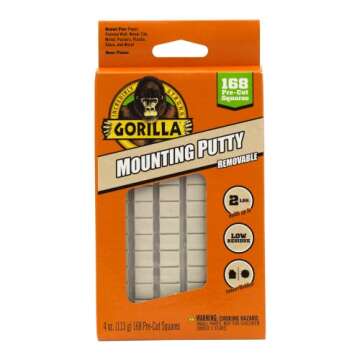 Gorilla Mounting Putty, Natural Tan Color, 168 Pre-Cut Squares (Pack of 2) - Non-Toxic Removable & Repositionable Wall Putty