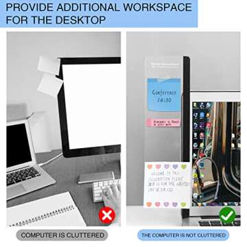 Office Desk Accessories 2pcs Multifunction Computer Monitor Memo Board - Office Supplies for Women Men Computer Sticky Note Holder Home Decor (Smooth Monitor Memo Board)