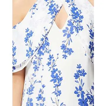 TRUTH & FABLE Women's ATF030, Multicolor (White/Blue Floral) S (US 4-6)