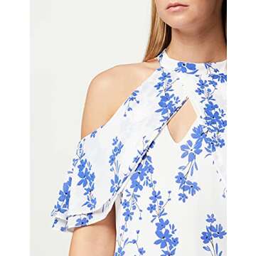 TRUTH & FABLE Women's ATF030, Multicolor (White/Blue Floral) S (US 4-6)