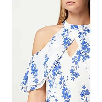 TRUTH & FABLE Women's ATF030, Multicolor (White/Blue Floral) S (US 4-6)