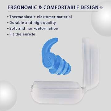 Kids Swimming Ear Plugs, 3 Pairs Waterproof Swimming Ear Plugs for Kids, Soft Silicone Reusable Earp...