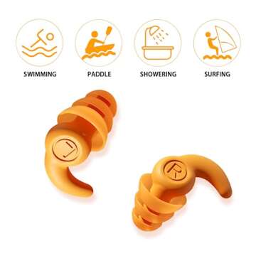 Kids Swimming Ear Plugs, 3 Pairs Waterproof Swimming Ear Plugs for Kids, Soft Silicone Reusable Earplugs, Ear Protection for Showering Swimming Bathing for Children 4-12 Years Old