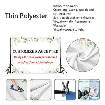 MEHOFOND 7x5ft Blue Boho Floral Mr and Mrs Backdrop for Wedding Blue White Flowers Bridal Shower Photography Background Hearts Geometric Couple Wedding Party Decor Bride to Be Engagement Photo Props