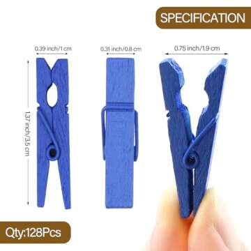 (Pack of 128) Mini Wooden Colored clothespins,16 coloers Each 8pcs