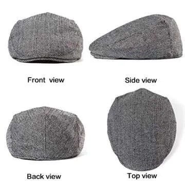 LADYBRO Mens Flat Cap Irish Cap - 90's Hat Grey Golf Hats Hunting Ivy Hat Accessories for Men