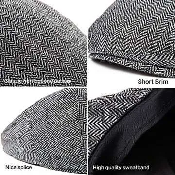 LADYBRO Mens Flat Cap Irish Cap - 90's Hat Grey Golf Hats Hunting Ivy Hat Accessories for Men