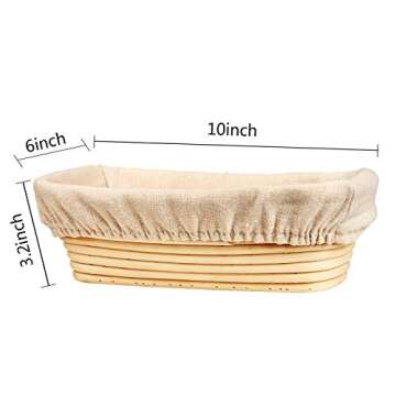 10 x 6 Inch Oval Proofing Basket,WERTIOO Banneton Bread Proofing Basket + Bread Lame +Dough Scraper+ Linen Liner Cloth for Professional & Home Bakers