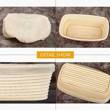 10 x 6 Inch Oval Proofing Basket,WERTIOO Banneton Bread Proofing Basket + Bread Lame +Dough Scraper+ Linen Liner Cloth for Professional & Home Bakers