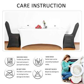 Obstal Spandex Table Cover 6ft Fitted Tablecloth Rectangular - Stretch Table Cloth for Rectangle Folding Table for Birthday Party Wedding Banquet, White, 72L x 30W Inch