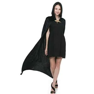 Spooktacular Creations Hooded Velvet Cloak Halloween Women Witch Cape Costume Accessory