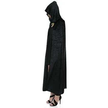 Spooktacular Creations Hooded Velvet Cloak Halloween Women Witch Cape Costume Accessory