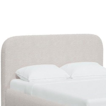 Benjara Ziya Queen Size Bed with Cream Boucle Upholstery