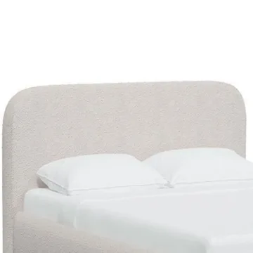 Benjara Ziya Queen Size Bed with Cream Boucle Upholstery