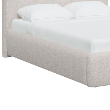Benjara Ziya Queen Size Bed with Cream Boucle Upholstery