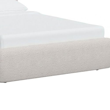 Benjara Ziya Queen Size Bed with Cream Boucle Upholstery