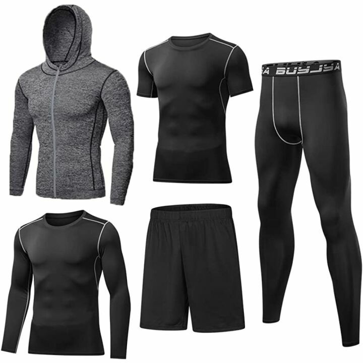 BUYJYA 5Pcs Men's Athletic Compression Set - Perfect Gift
